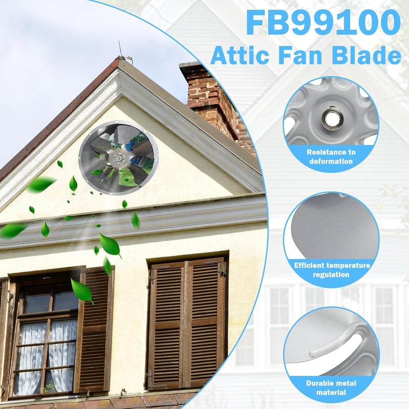 SuperDi FB99100 Attic Fan Blade Propeller 12" 32 Degree 5 Blade for 1/2" Shaft Installation Clockwise from The Hub Side - Image 3